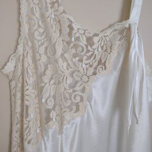 Victorias Secret Ivory Satin Long Negligee Sz Med
